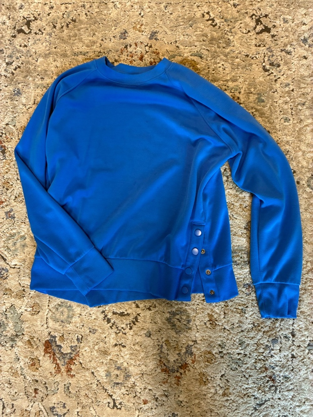 90 Degree By Reflex Royal Blue Crewneck Sweatshirt with Side Snap Detail